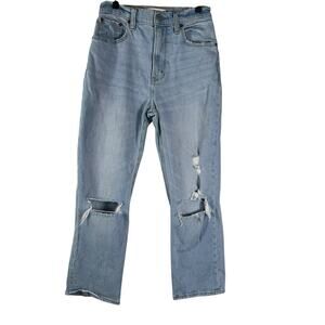 Abercrombie & Fitch Women's Distressed Ankle High Rise Straight Jeans Size 25/0